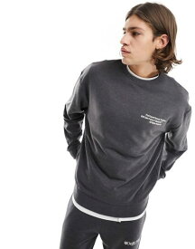 【送料無料】 エイソス メンズ パーカー・スウェット アウター ASOS DARK FUTURE oversized sweatshirt with front and back print in dark gray heather Charcoal marl