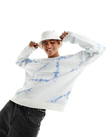 【送料無料】 エイソス メンズ ニット・セーター アウター ASOS DESIGN relaxed knit sweater with tie-dye pattern in blue BLUE
