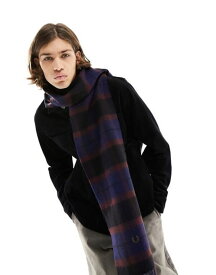 【送料無料】 フレッドペリー メンズ マフラー・ストール・スカーフ アクセサリー Fred Perry tartan wool scarf in blue BLUE