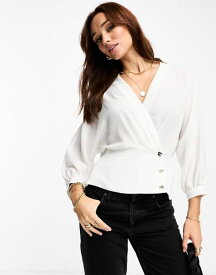 【送料無料】 リバーアイランド レディース シャツ トップス River Island tux style wrap blouse in white WHITE