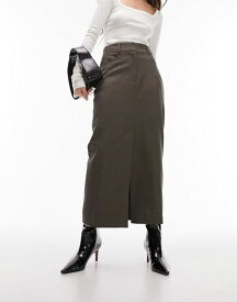 【送料無料】 トップショップ レディース スカート ボトムス Topshop long pencil skirt in brown Brown
