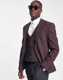 【送料無料】 ノーク メンズ ジャケット・ブルゾン アウター Noak skinny suit jacket in burgundy Glen check worsted wool blend Burgundy