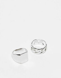 【送料無料】 ジャック アンド ジョーンズ メンズ リング アクセサリー Jack & Jones 2 pack rings with chunky design in silver Silver