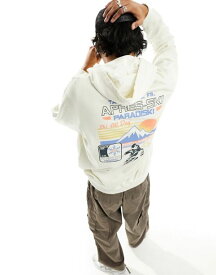 【送料無料】 エイソス メンズ パーカー・スウェット アウター ASOS DESIGN oversized hoodie in beige with ski back print Silver Birch