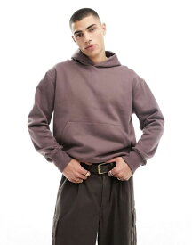 【送料無料】 エイソス メンズ パーカー・スウェット アウター ASOS DESIGN heavyweight oversized hoodie in washed brown Peppercorn