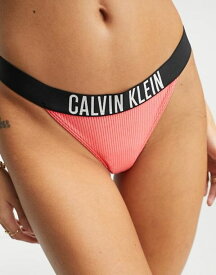 【送料無料】 カルバンクライン レディース ボトムスのみ 水着 Calvin Klein rib logo high leg bikini bottom in red Red