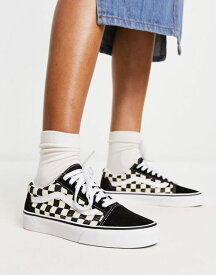 【送料無料】 バンズ レディース スニーカー シューズ Vans Old Skool checkerboard sneakers in white and black White