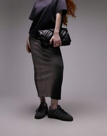 【送料無料】 トップショップ レディース スカート ボトムス Topshop bleach spray textured midi skirt in charcoal CHARCOAL