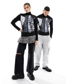 【送料無料】 リクレイム ヴィンテージ レディース Tシャツ トップス Reclaimed Vintage unisex zip up top in spray print Black
