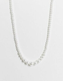 【送料無料】 デザインビーロンドン レディース ネックレス・チョーカー アクセサリー DesignB London graduating faux pearl necklace White