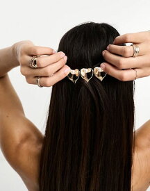 【送料無料】 トゥルーデカデンス レディース ヘアアクセサリー アクセサリー True Decadence heart hair slide with faux pearls in gold gold