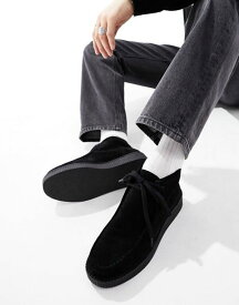 【送料無料】 エイソス メンズ ブーツ・レインブーツ シューズ ASOS design lace up boot with creeper sole in suede Black