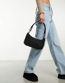 【送料無料】 エイソス レディース ショルダーバッグ バッグ ASOS DESIGN crinkle nylon shoulder bag with double ring detail in black Black