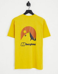 yz o[OnEX Y TVc gbvX Berghaus Mont Blanc Mountain t-shirt in mustard Mustard