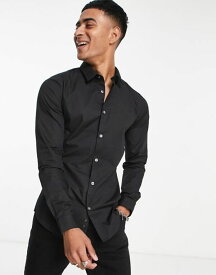 【送料無料】 フレンチコネクション メンズ シャツ トップス French Connection skinny fit shirt in black Black