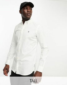 【送料無料】 フレンチコネクション メンズ シャツ トップス French Connection Tall long sleeve oxford shirt in white WHITE