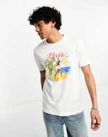 【送料無料】 プレティグリーン メンズ Tシャツ トップス Pretty Green x Elvis graphics T-shirt in white White