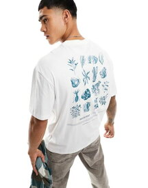 【送料無料】 セレクテッドオム メンズ Tシャツ トップス Selected Homme oversized t-shirt with National History Museum back print Cloud Dancer