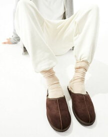 【送料無料】 ジャック アンド ジョーンズ メンズ サンダル シューズ Jack & Jones faux suede slippers in brown Java