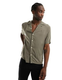 【送料無料】 オールセインツ メンズ シャツ トップス AllSaints Venice short sleeve shirt in brown splinter brown