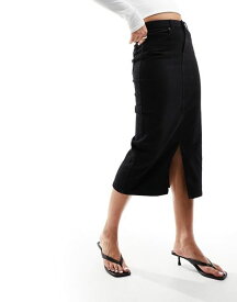 【送料無料】 ヴェロモーダ レディース スカート ボトムス Vero Moda denim midi skirt in black Black Denim