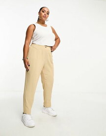 【送料無料】 リバーアイランド レディース カジュアルパンツ ボトムス River Island Plus cigarette pants with split front in beige BEIGE