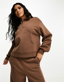 【送料無料】 チェルシーピア レディース パーカー・スウェット アウター Chelsea Peers Mix & Match zip through sweatshirt in brown Chocolate brown