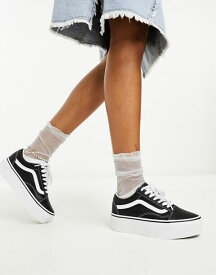 【送料無料】 バンズ レディース スニーカー シューズ Vans Old Skool Stackform leather sneakers in black and white Black