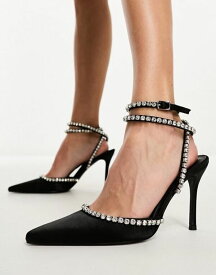 【送料無料】 パブリックデザイア レディース ヒール シューズ Public Desire Exclusive Frankie embellished heeled shoes in black Black