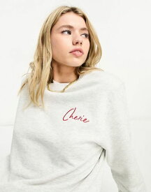 【送料無料】 フレンチコネクション レディース パーカー・スウェット アウター French Connection Cherie embroidered sweatshirt in gray Gray