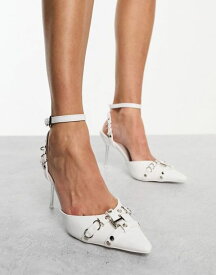 【送料無料】 パブリックデザイア レディース ヒール シューズ Public Desire Prowl heeled shoe with chain detail in white WHITE