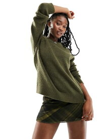 【送料無料】 セレクティッド レディース ニット・セーター アウター Selected soft knit long sleeve sweater in khaki Forest Night