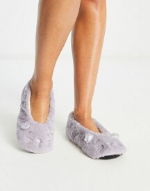【送料無料】 トーツ レディース サンダル シューズ Totes fluffy cat ballet slipper in gray Gray