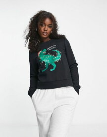 【送料無料】 オンリー レディース ニット・セーター アウター Only dinosaur Christmas sweater in black Black