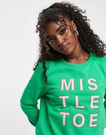 【送料無料】 オンリー レディース ニット・セーター アウター Only mistletoe Christmas sweater in green Bright Green
