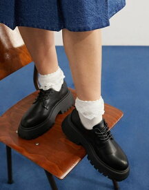 【送料無料】 エイソス レディース スリッポン・ローファー シューズ ASOS DESIGN Mars lace up loafer in black Black