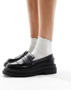 GC\X fB[X V[Y Xb|E[t@[ [t@[ tW ASOS DESIGN Majesty chunky fringe loafers Black ubN