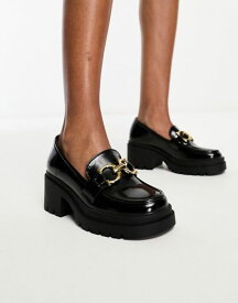 【送料無料】 グラマラス レディース スリッポン・ローファー シューズ Glamorous chunky mid heeled loafers with buckle in black Black