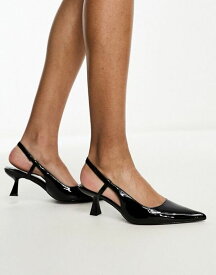 【送料無料】 グラマラス レディース ヒール シューズ Glamorous slingback mid stiletto heels in black patent BLACK PATENT