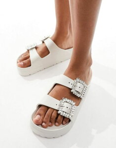�V�~ ���f�B�[�X �V���[�Y �T���_�� SIMMI Shoes Simmi London Meilani buckle chunky flat sandal in cream Cream �N���[��
