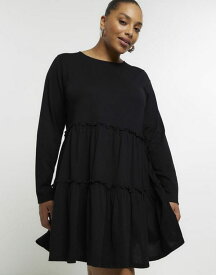 【送料無料】 リバーアイランド レディース ワンピース トップス River Island long sleeved tiered smock mini dress in black Black