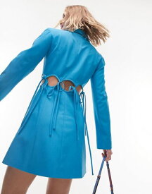 【送料無料】 トップショップ レディース ワンピース トップス Topshop open back tie detail blazer dress in blue BLUE
