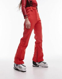 【送料無料】 トップショップ レディース カジュアルパンツ ボトムス Topshop Sno flared ski pants with suspenders in red RED