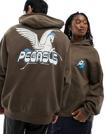 【送料無料】 エイソス レディース パーカー・スウェット フーディー アウター ASOS DESIGN Disney unisex oversized hoodie in brown with Hercules Pegasus large scale back print BROWN