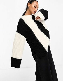 【送料無料】 エイソス レディース ニット・セーター アウター ASOS DESIGN sweater with vertical stripe pattern in black and white Black & White Stripe