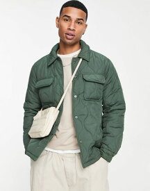 【送料無料】 ニュールック メンズ シャツ トップス New Look quilted overshirt in khaki Dark Khaki