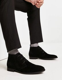 【送料無料】 エイソス メンズ ブーツ・レインブーツ シューズ ASOS DESIGN chukka boots in black faux suede Black