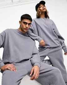 【送料無料】 エイソス メンズ パーカー・スウェット アウター ASOS DESIGN oversized sweatshirt in washed charcoal with back embroidery - part of a set MONUMENT ACID