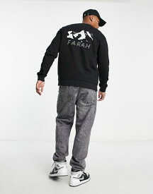 【送料無料】 ファーラー メンズ パーカー・スウェット アウター Farah Zermatt logo graphic cotton sweatshirt in black Black