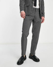 【送料無料】 リバーアイランド メンズ カジュアルパンツ ボトムス River Island boucle check slim suit pants in gray heather GRAY - Heather